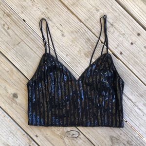 Guess black sequin crop top medium